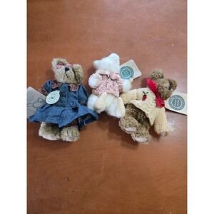 Boyds Bears Archive Collection Plush Lot 3 Denim Dress Pink Sweater Ladybug 6in